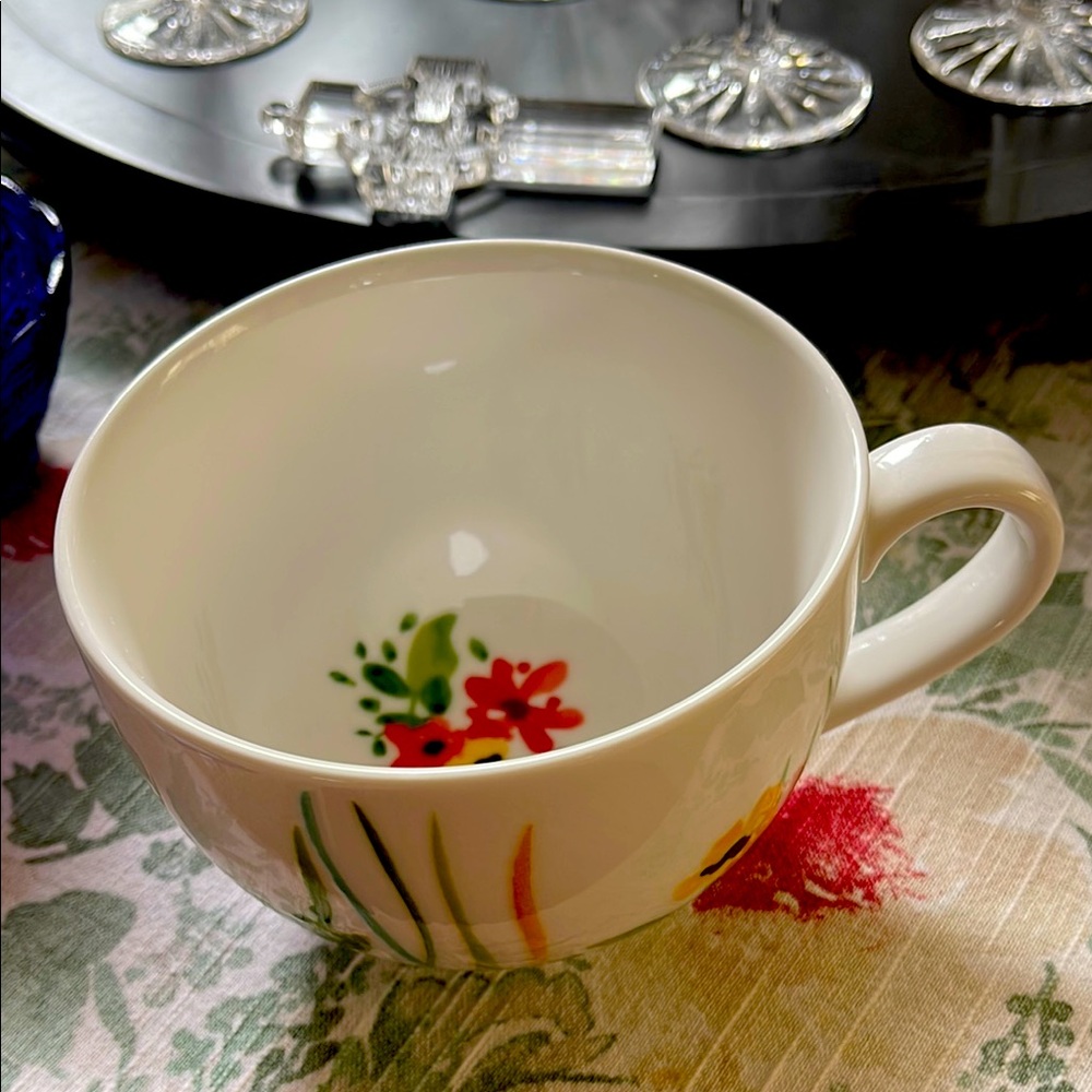New Anthropologie mug Floral White Ceramic Mug